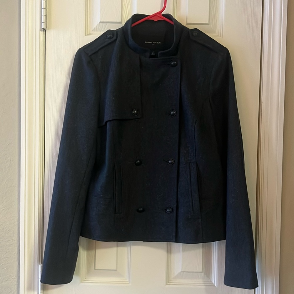 Dark Grey Wool Blend Jacket with metal buttons